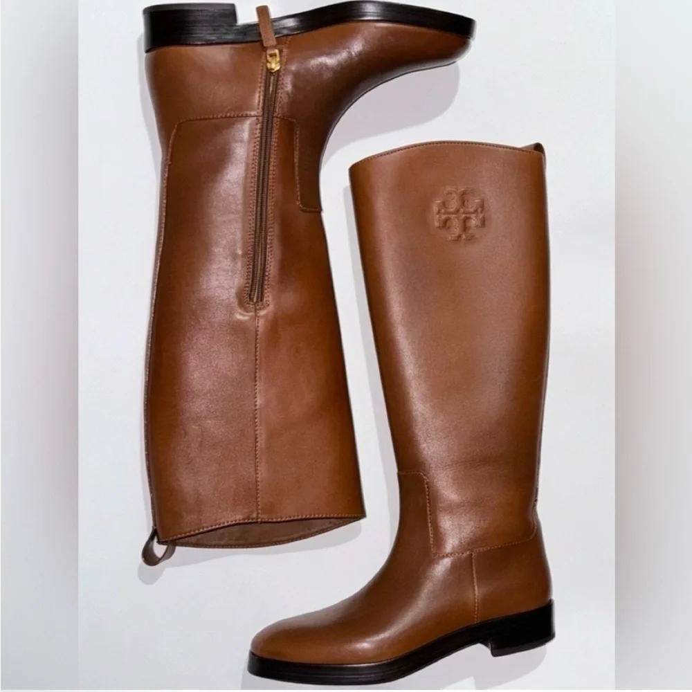 Tory Burch Brown Leather Riding Boots size 9.5 new with dust bag.